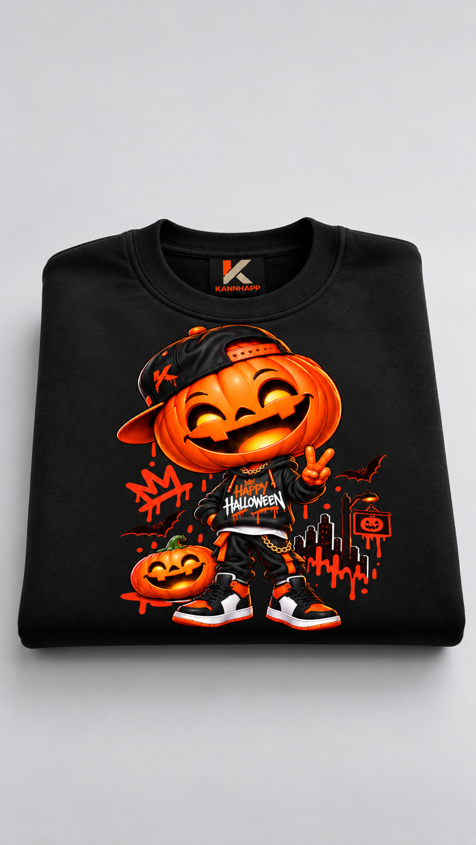 Sweatshirt Halloween KANNHAPP – Collection temporaire – Citrouille Streetwear