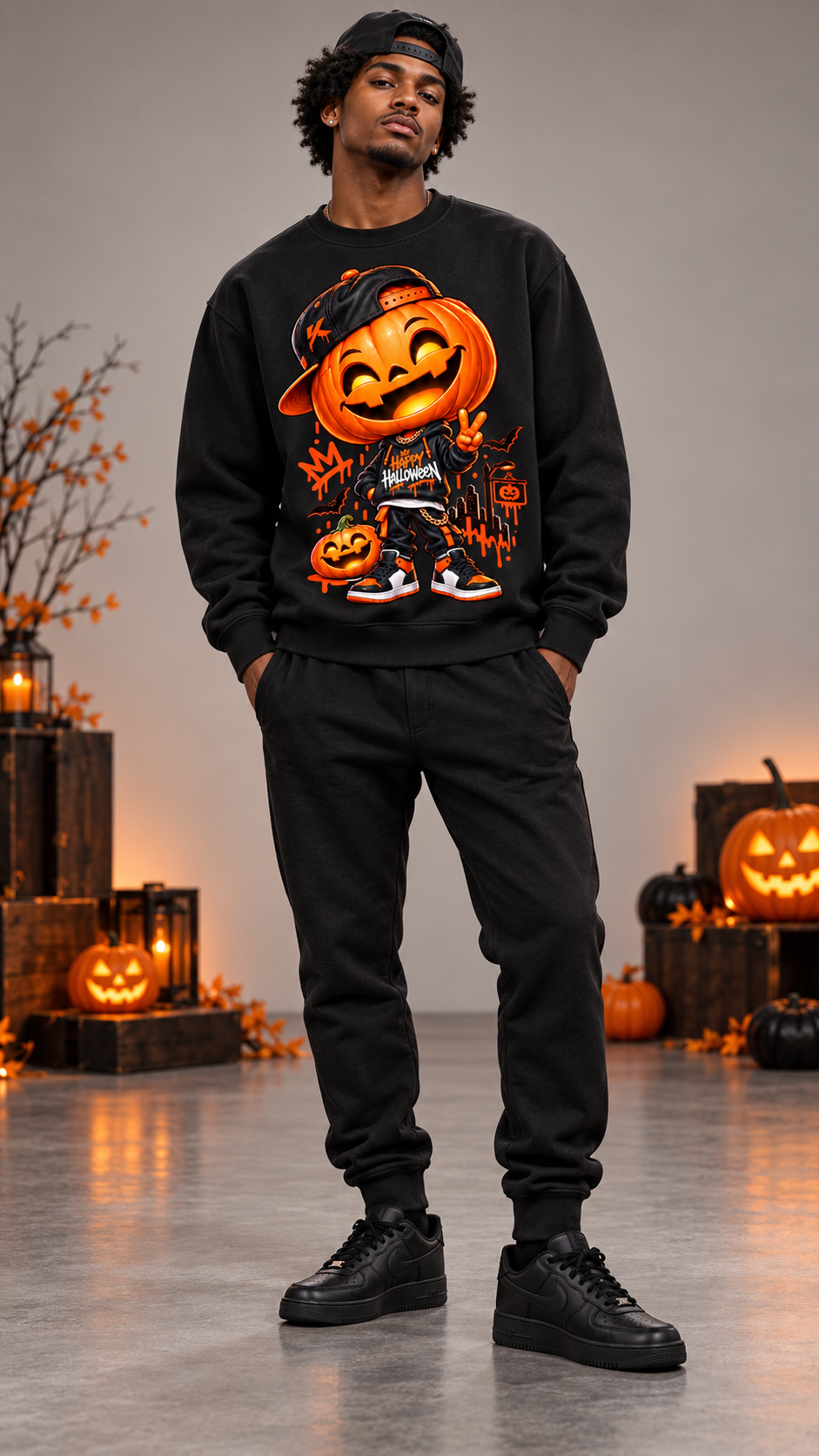 Sweatshirt Halloween KANNHAPP – Collection temporaire – Citrouille Streetwear
