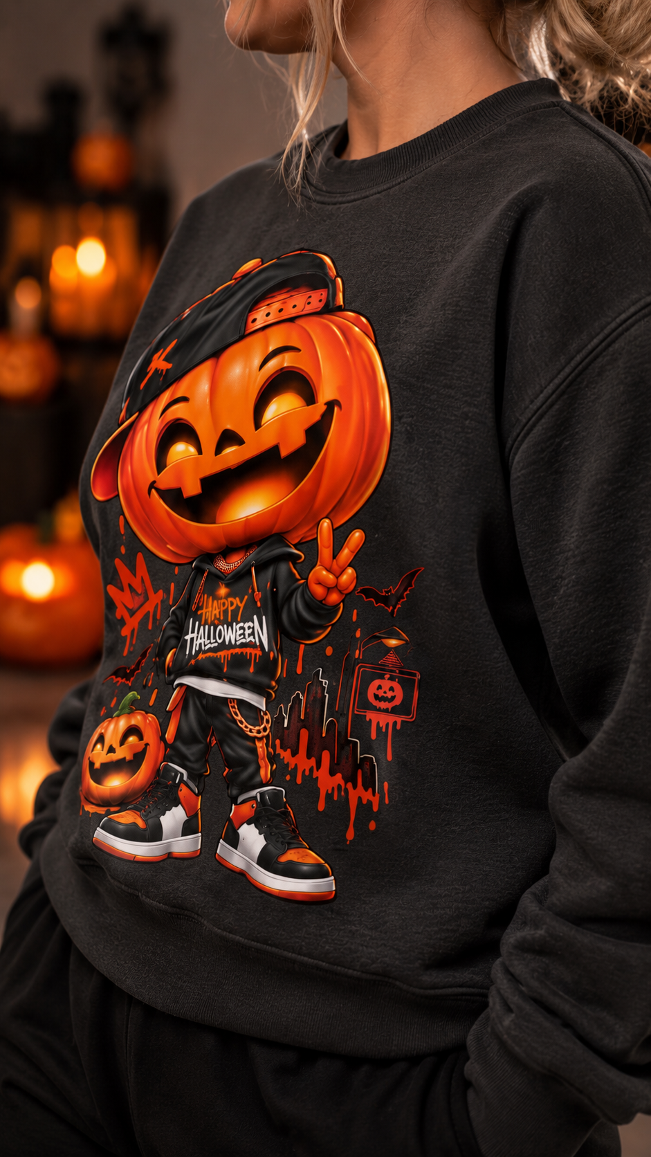 Sweatshirt Halloween KANNHAPP – Collection temporaire – Citrouille Streetwear
