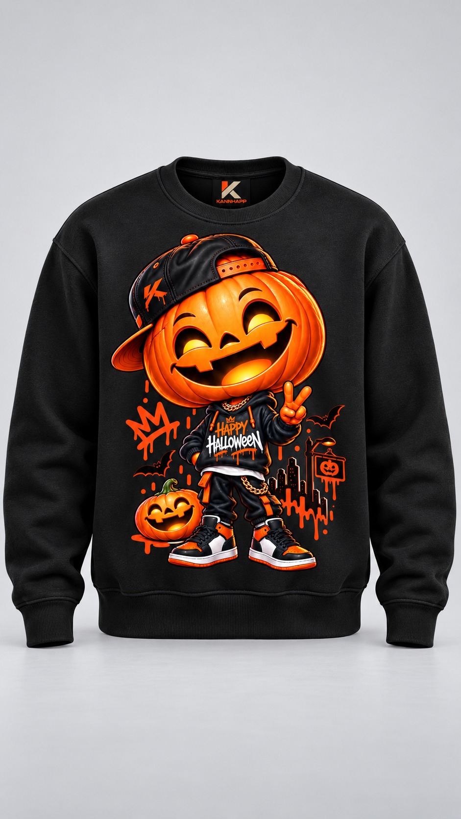 Sweatshirt Halloween KANNHAPP – Collection temporaire – Citrouille Streetwear