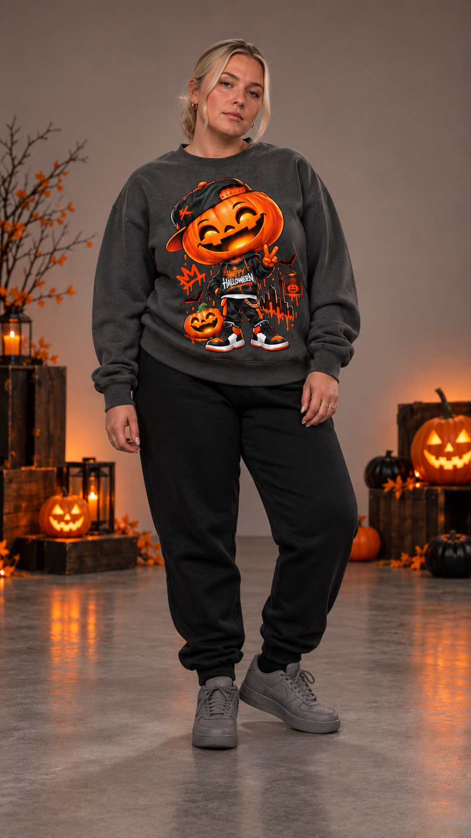 Sweatshirt Halloween KANNHAPP – Collection temporaire – Citrouille Streetwear