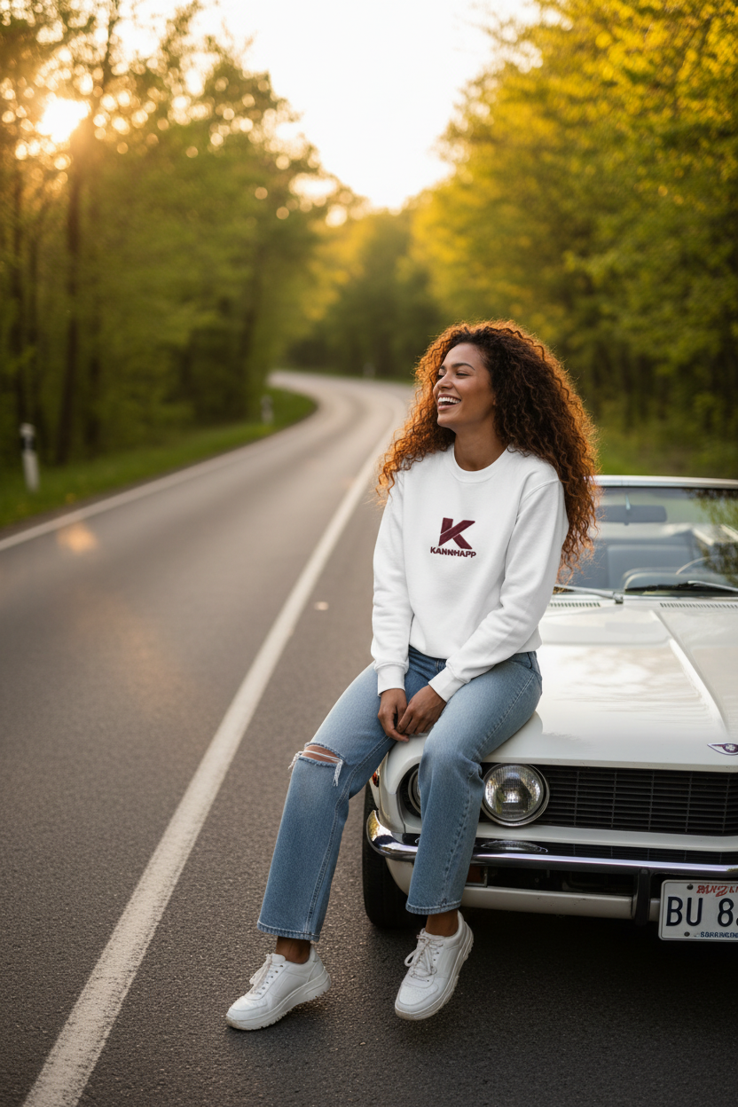 Crewneck KANNHAPP blanc femme métisse voiture vintage