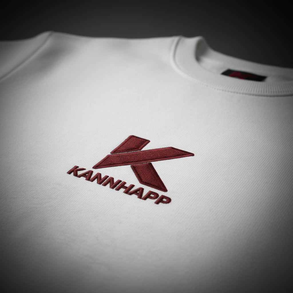 Crewneck KANNHAPP blanc plan rapproché logo