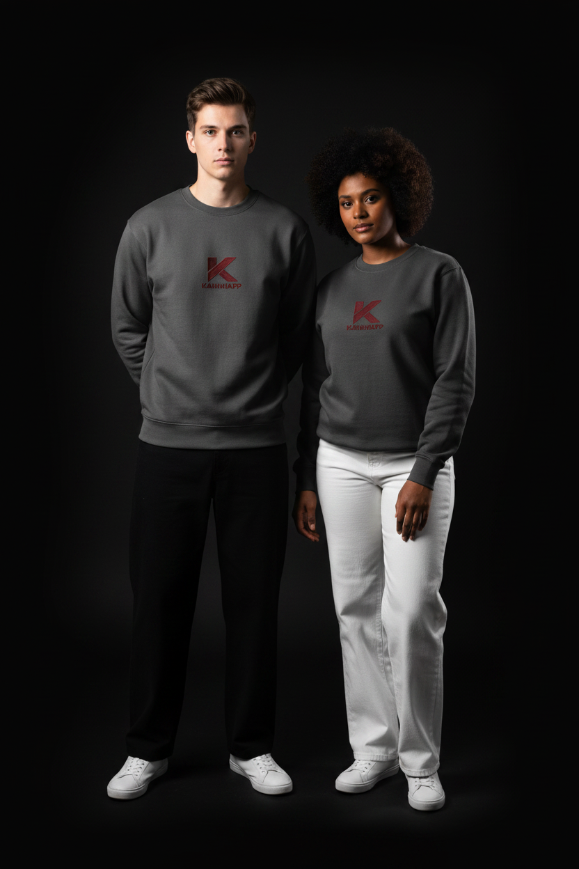 Crewneck KANNHAPP carbon grey couple caucasien afro studio