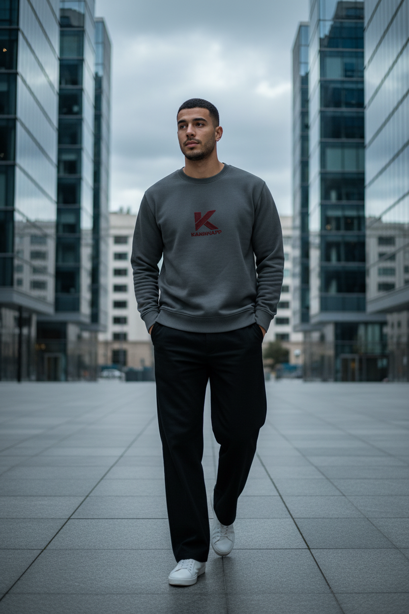 Crewneck KANNHAPP carbon grey homme marocain extérieur