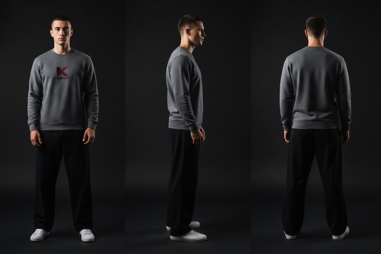 Crewneck KANNHAPP carbon grey multi-angles face profil dos