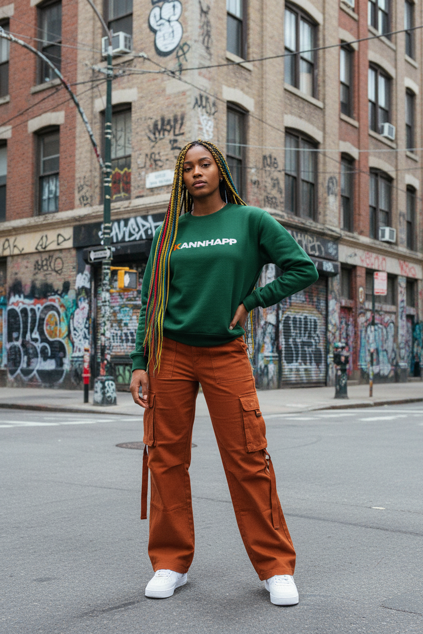 Crewneck KANNHAPP forest green femme jamaïcaine urban street