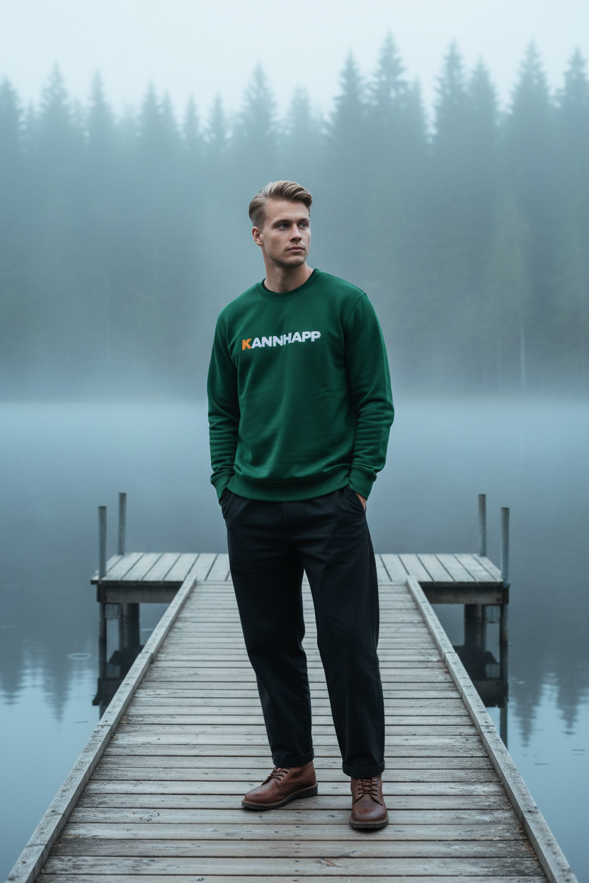 Crewneck KANNHAPP forest green homme suédois lac brumeux