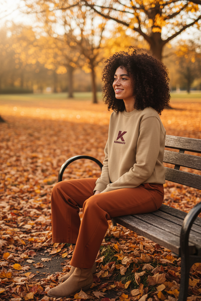Crewneck KANNHAPP latte femme parc automne