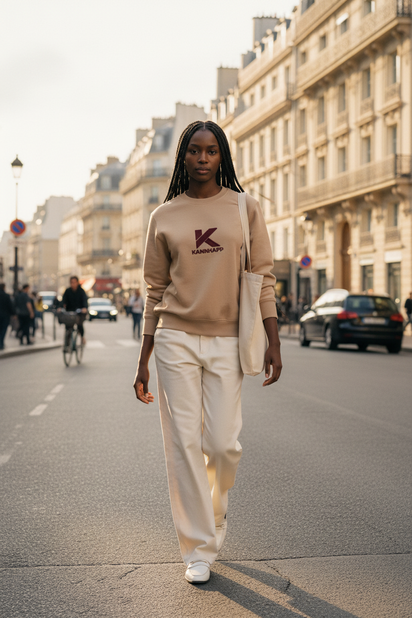 Crewneck KANNHAPP latte femme Paris boulevard