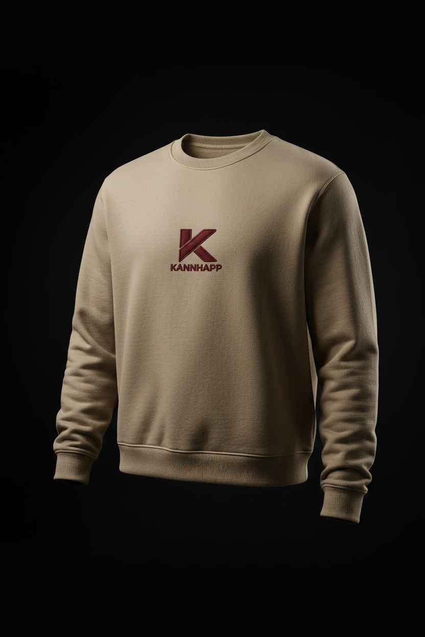 Crewneck KANNHAPP latte mannequin invisible logo centré poitrine