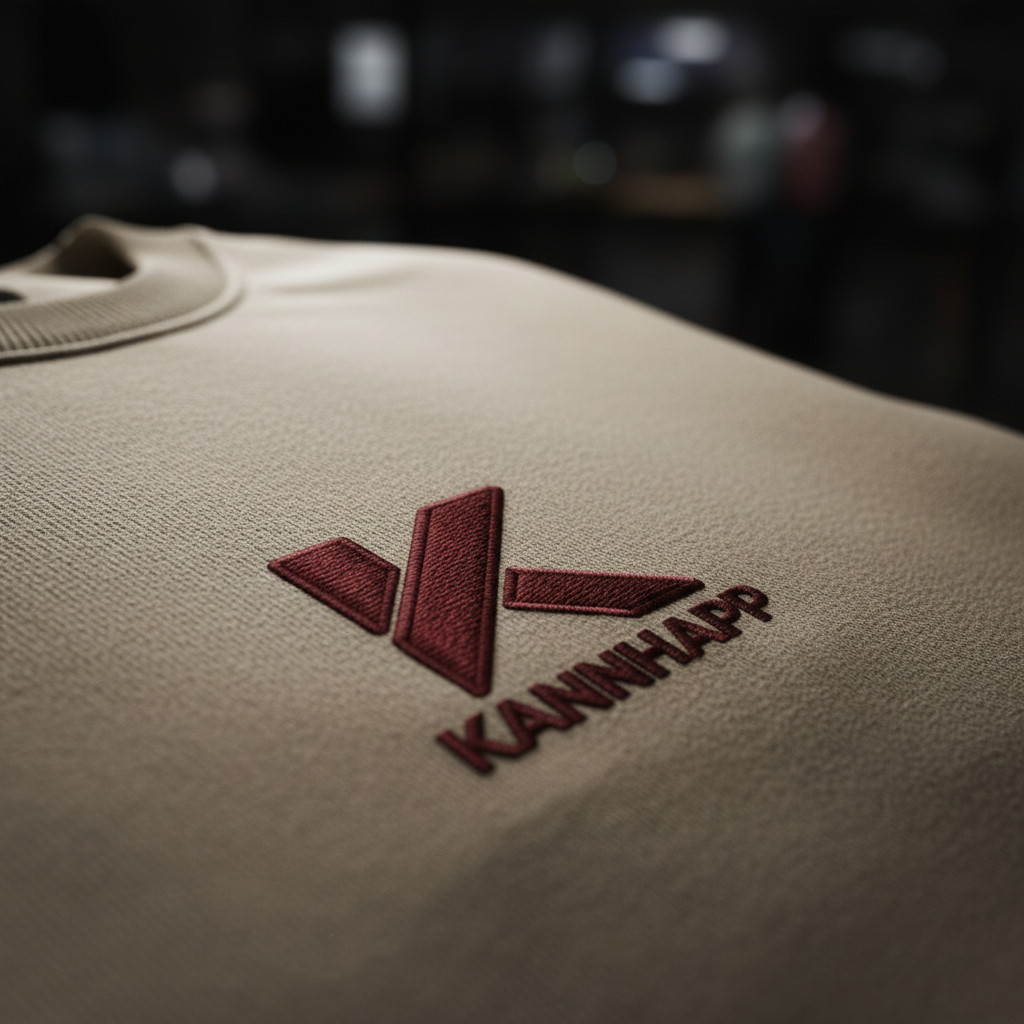 Crewneck KANNHAPP latte plan rapproché logo