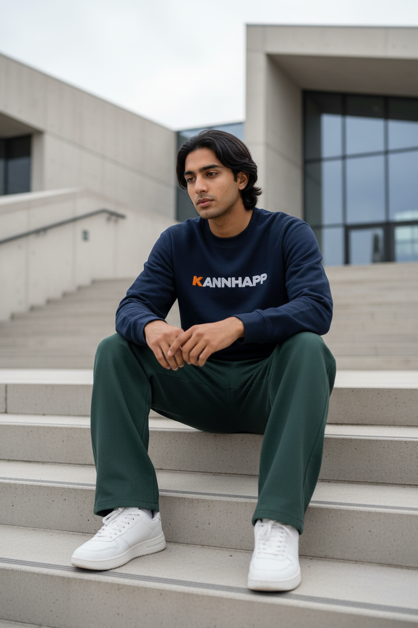 Crewneck KANNHAPP navy homme indien musée