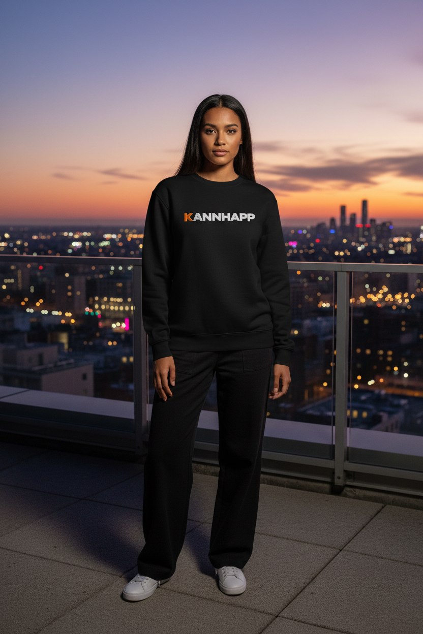 Crewneck KANNHAPP noir femme rooftop dusk