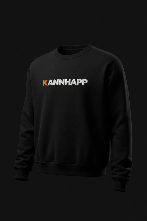 Crewneck KANNHAPP noir logo blanc K orange mannequin invisible