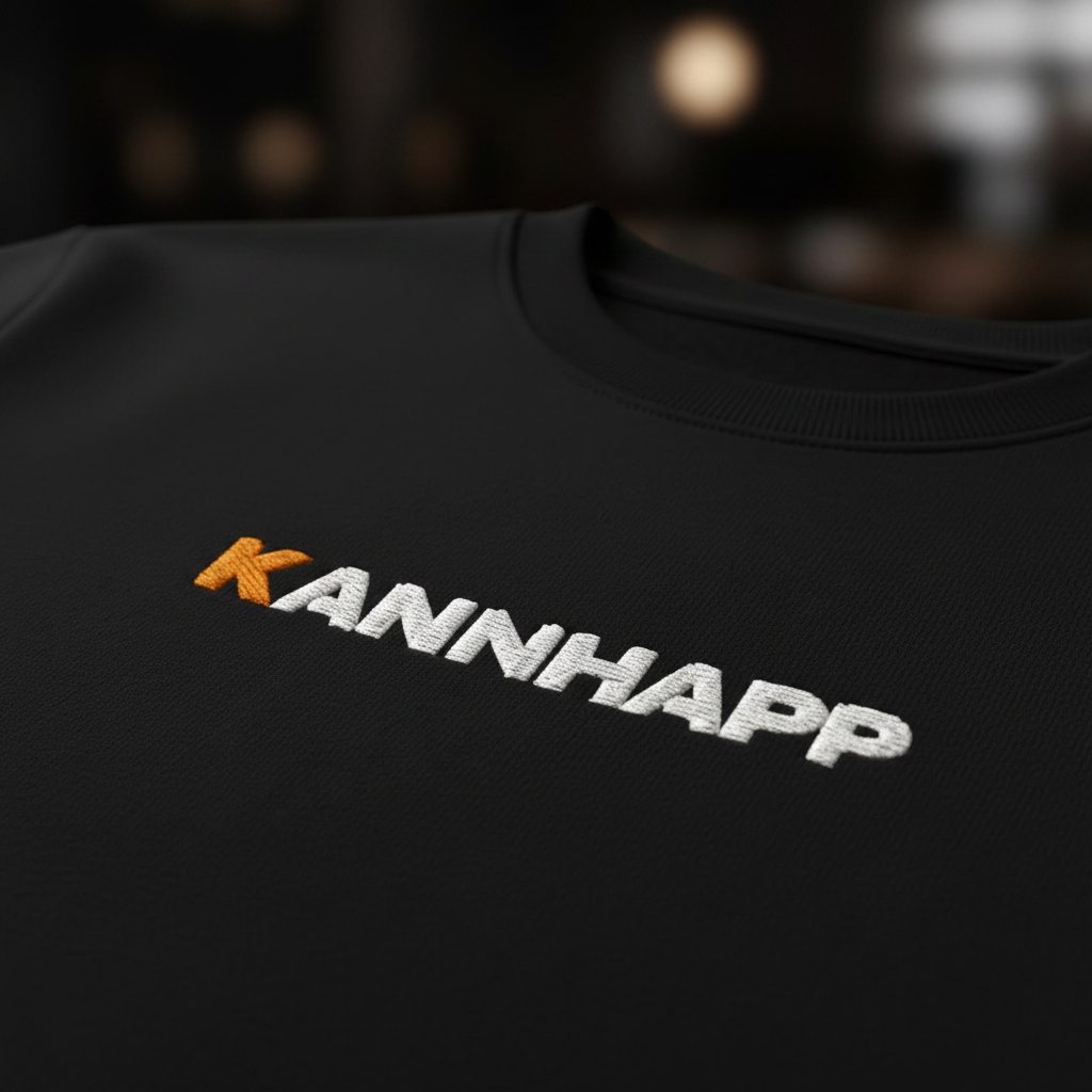 Crewneck KANNHAPP noir logo blanc K orange plan rapproché