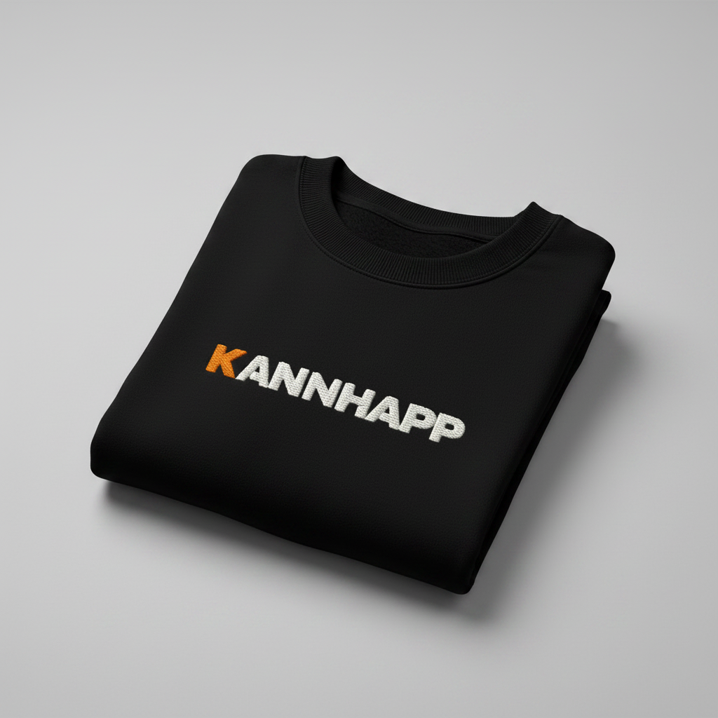 Crewneck KANNHAPP noir logo blanc K orange plié
