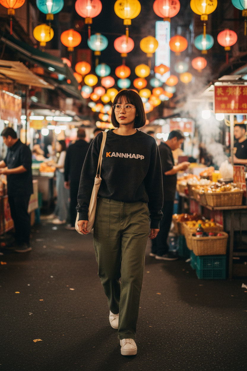 Crewneck KANNHAPP vintage black femme chinoise marché
