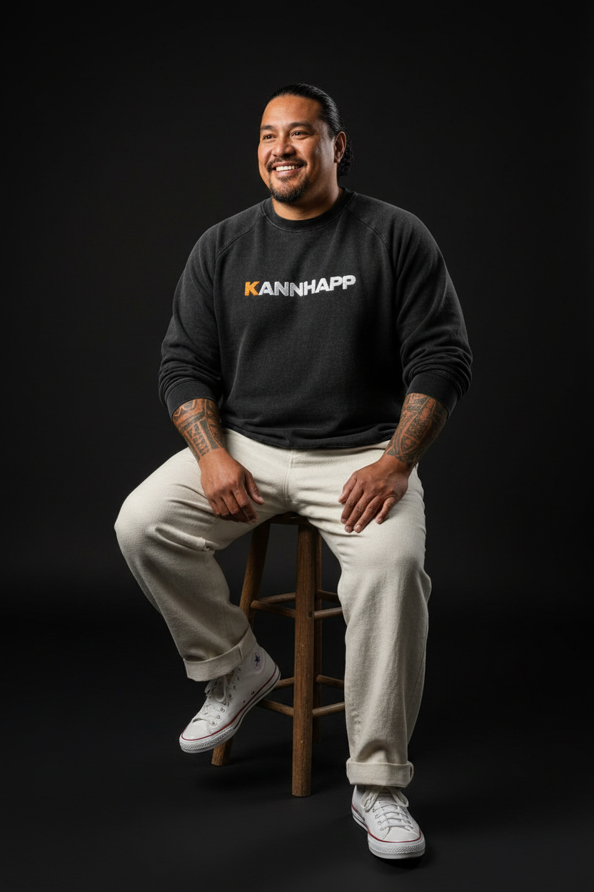 Crewneck KANNHAPP vintage black washed studio tenue lin