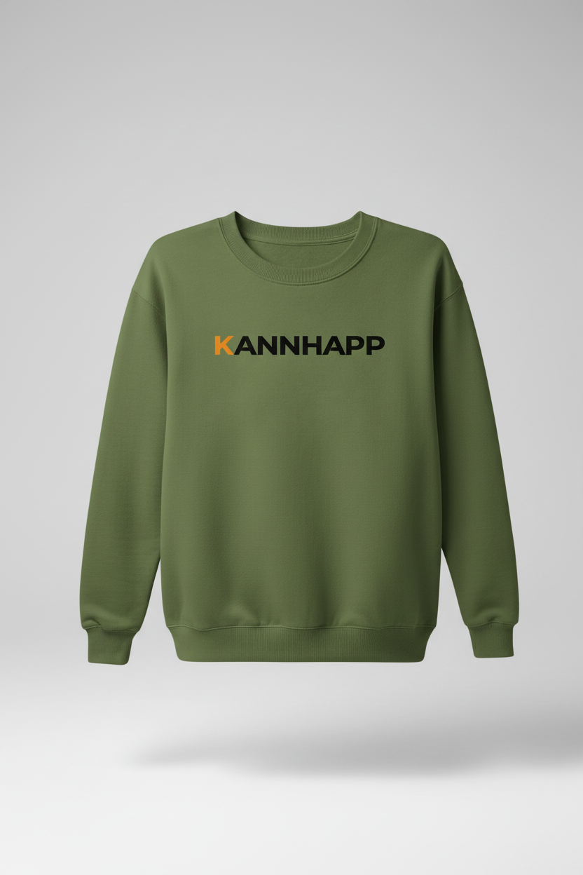 Crewneck Military Green KANNHAPP - Logo Rétréci Légèrement