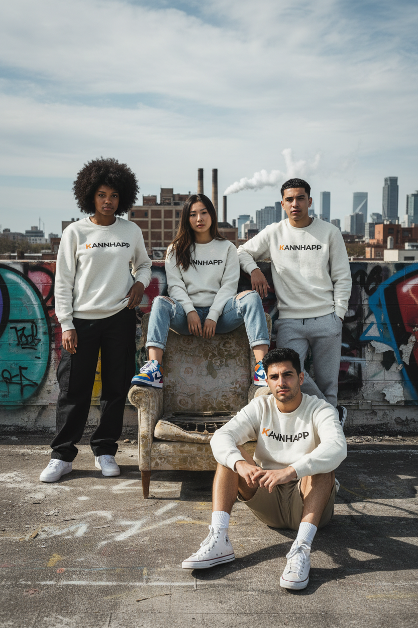 Extérieur Toit Abandonné - 4 Jeunes Crewneck Blanc KANNHAPP Zone Industrielle