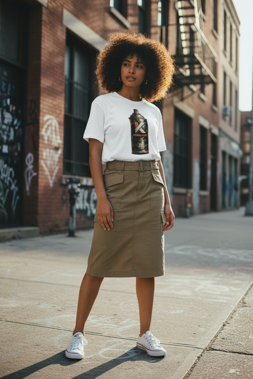 Femme afro - t-shirt blanc KANNHAPP extérieur