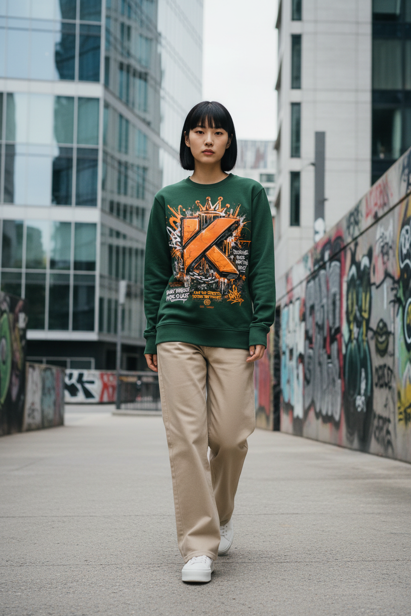 Femme Japonaise carré - Forest Green - district moderne