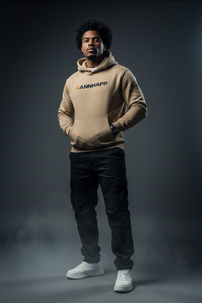 Homme afro-européen studio hoodie latté