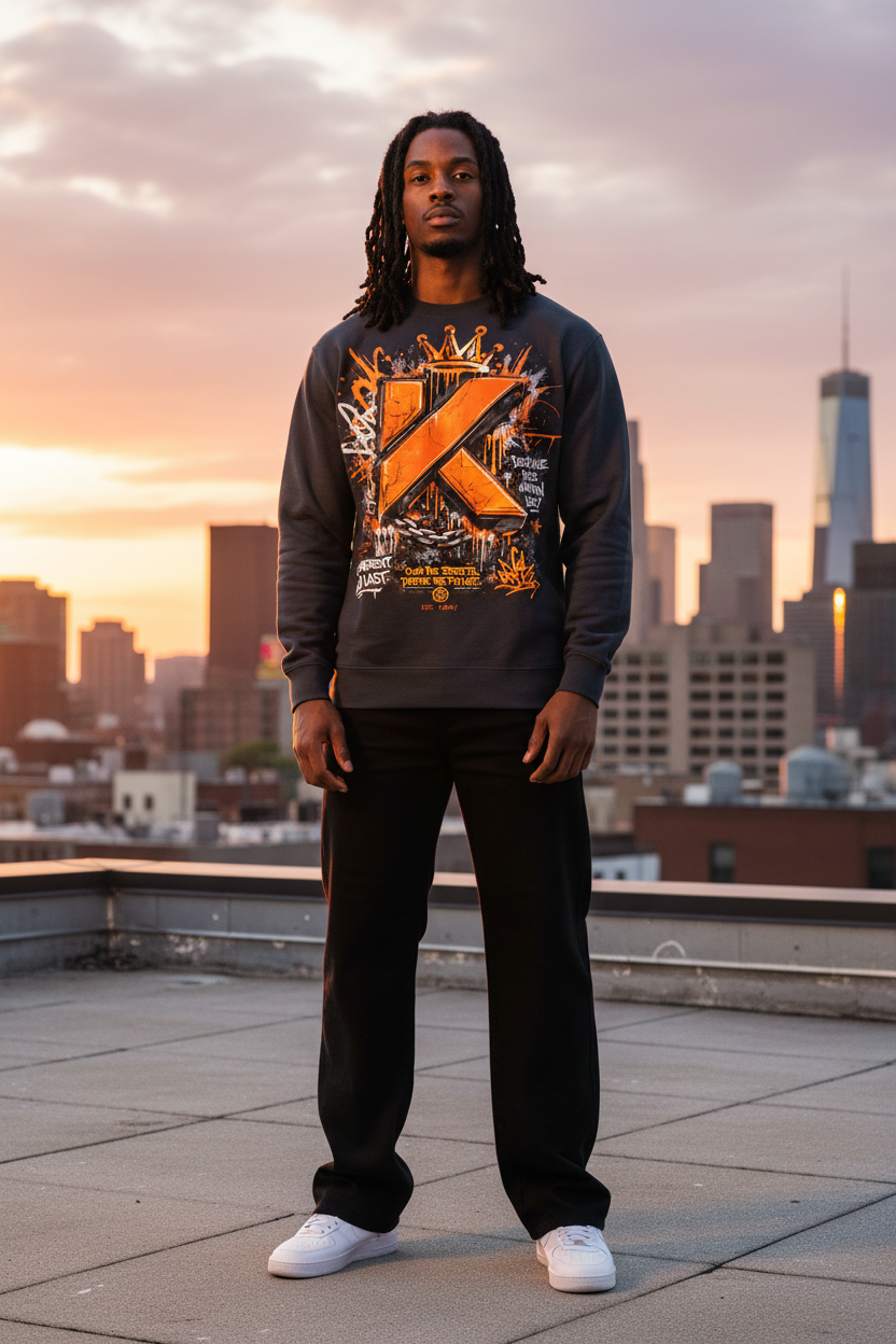 Homme Black locks - Carbon Grey - rooftop sunset