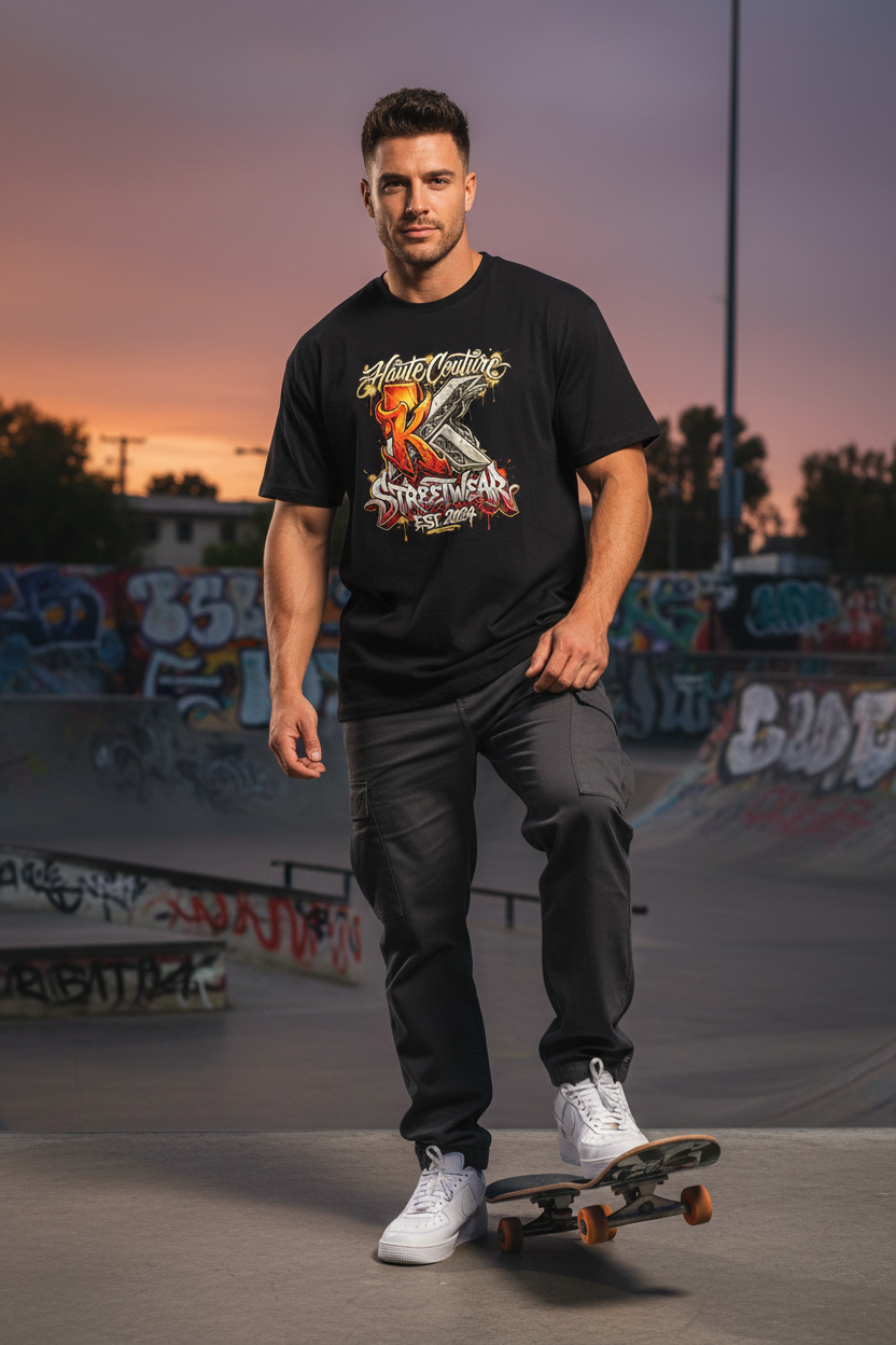 Homme caucasien athlétique - Skatepark urbain
