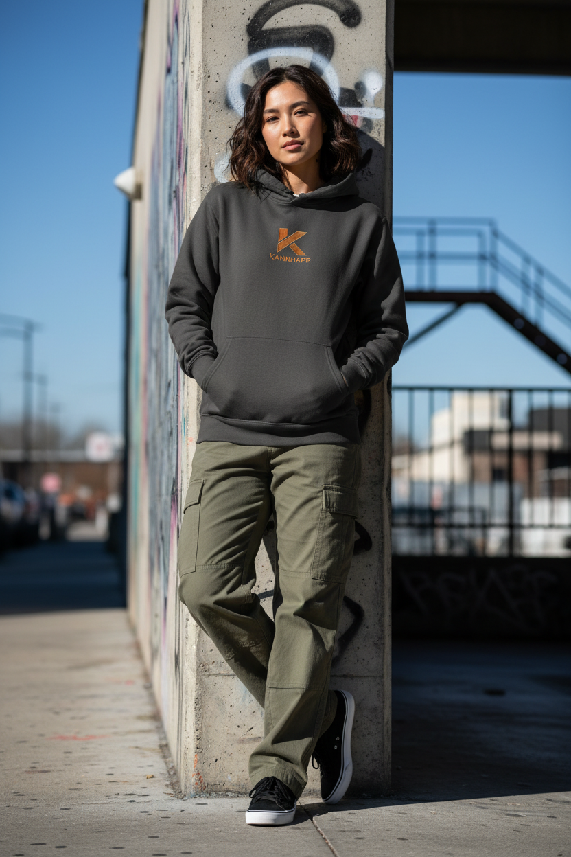 Hoodie Charcoal KANNHAPP - Femme eurasienne urbaine