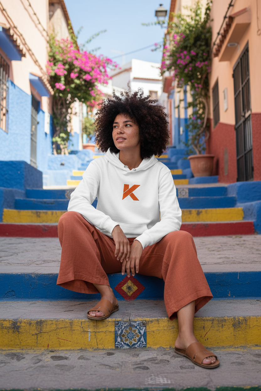 Hoodie KANNHAPP blanc femme afro méditerranée