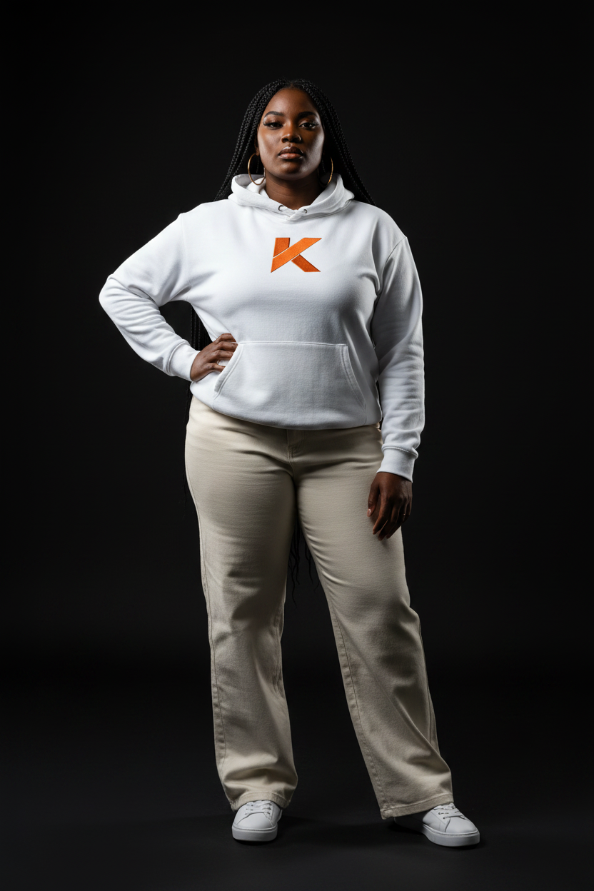 Hoodie KANNHAPP blanc femme noire studio logo exact