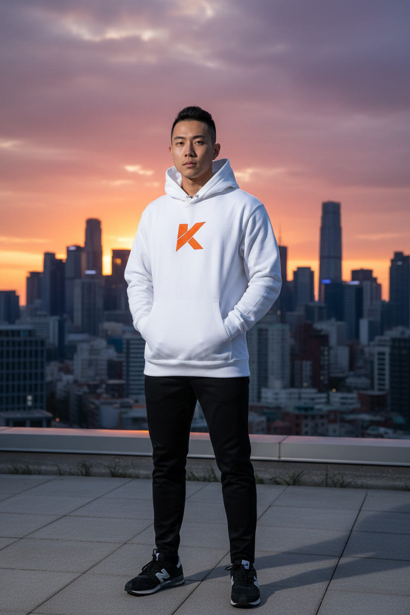 Hoodie KANNHAPP blanc homme coréen rooftop