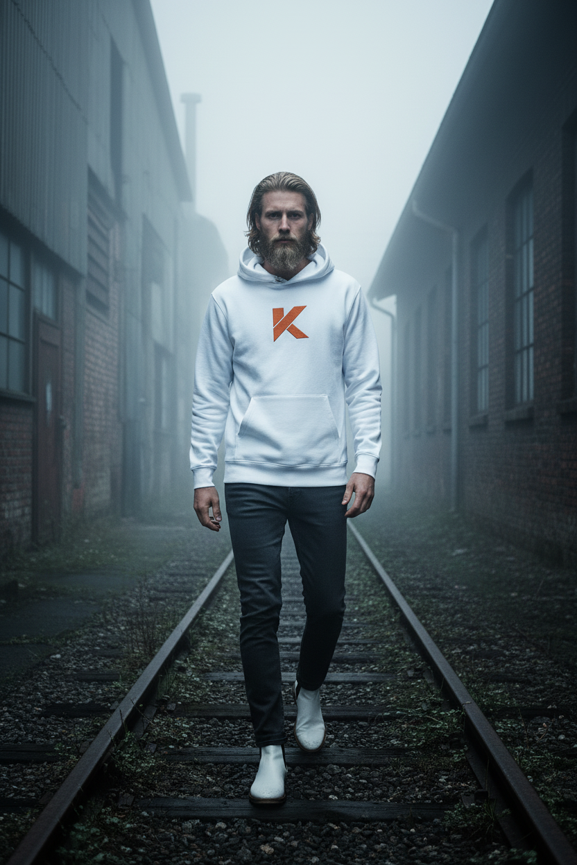 Hoodie KANNHAPP blanc homme scandinave brume industrielle