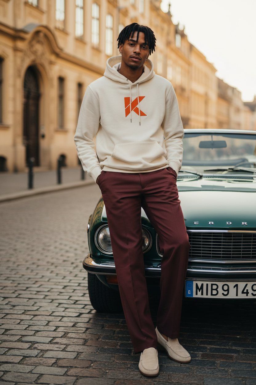 Hoodie KANNHAPP bone homme voiture pavés