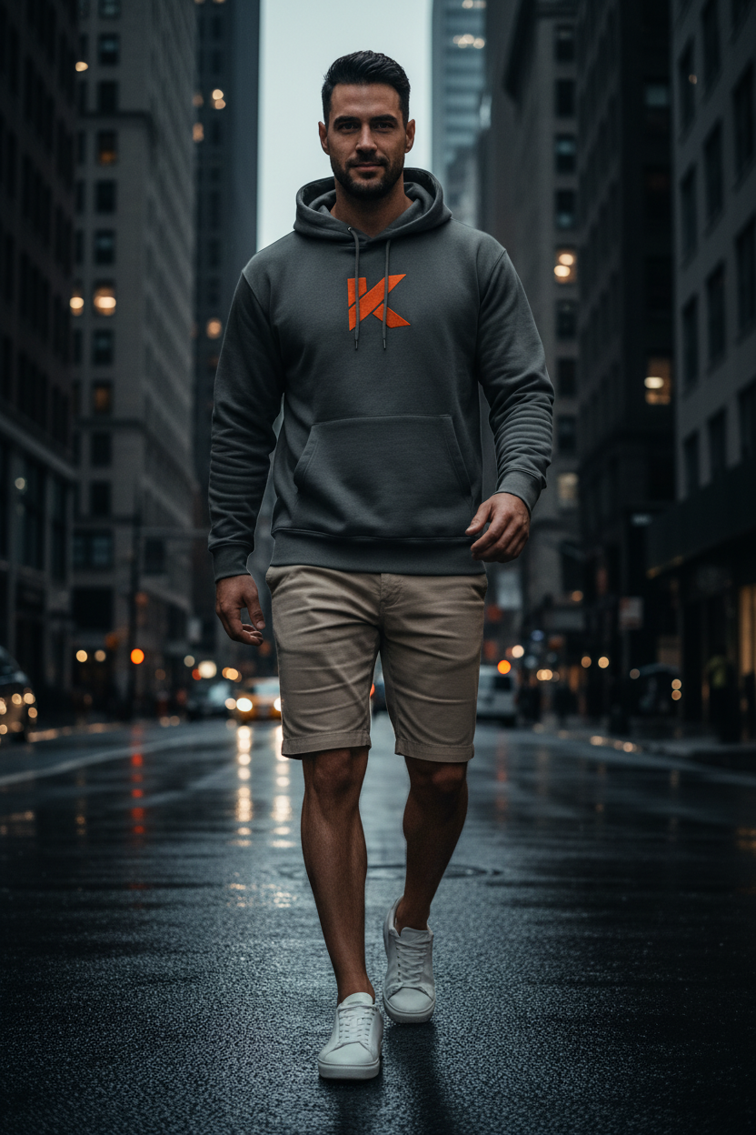Hoodie KANNHAPP carbon grey homme caucasien contre-plongée