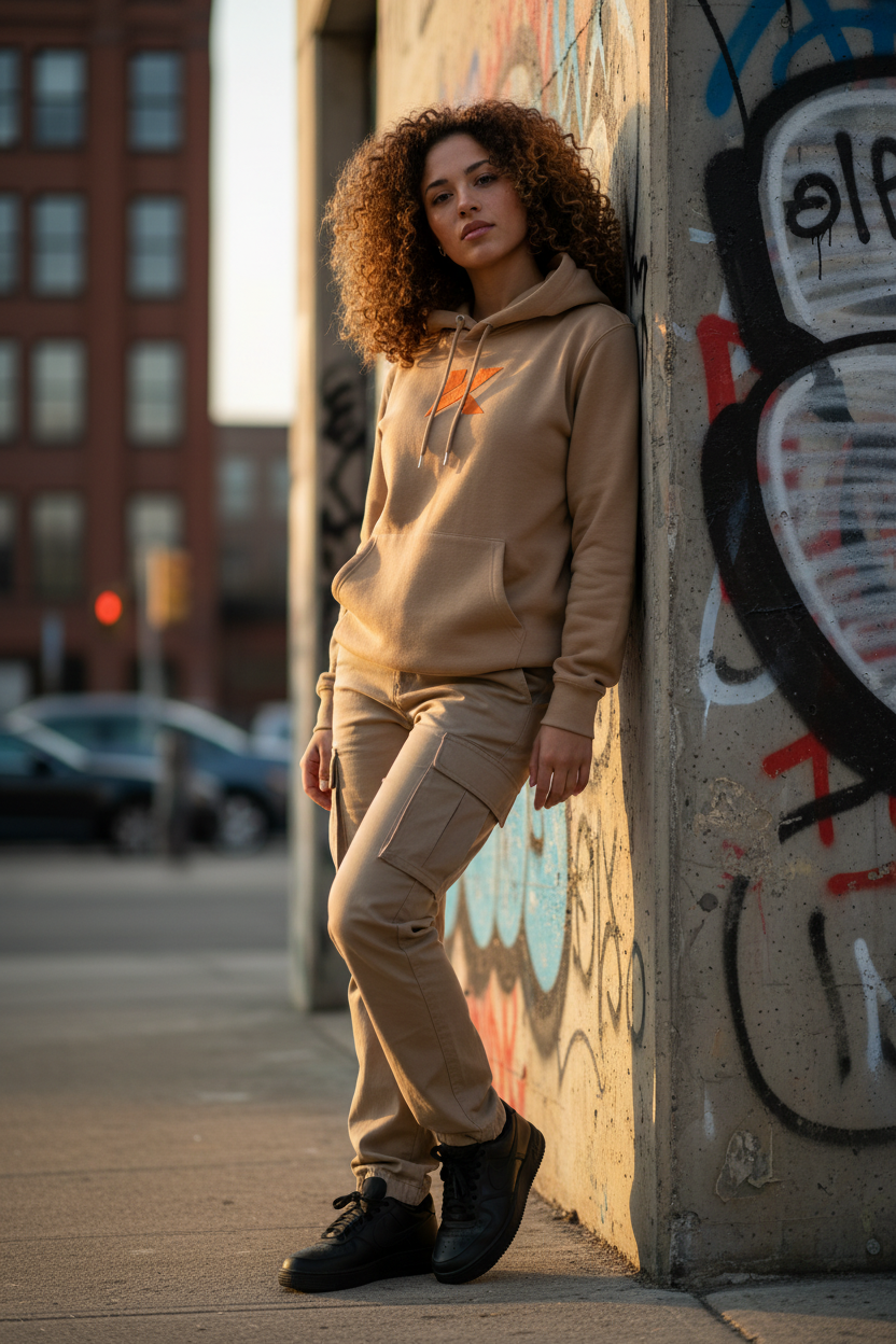 Hoodie KANNHAPP femme brune urbain cinématographique