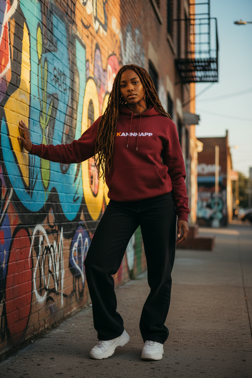 Hoodie KANNHAPP maroon femme locs graffiti