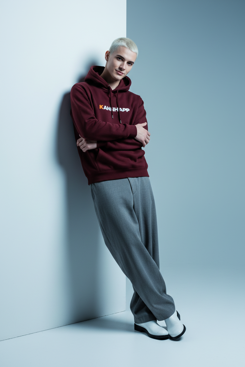 Hoodie KANNHAPP maroon personne métisse studio