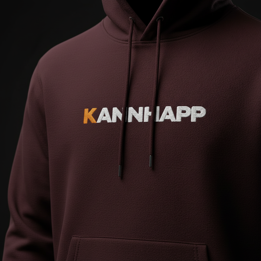 Hoodie KANNHAPP maroon plan rapproché logo