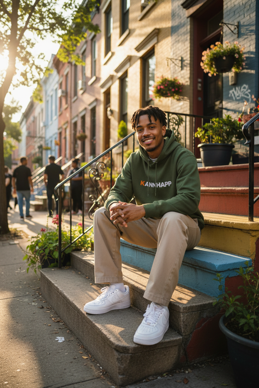 Hoodie KANNHAPP military green homme stoop urbain
