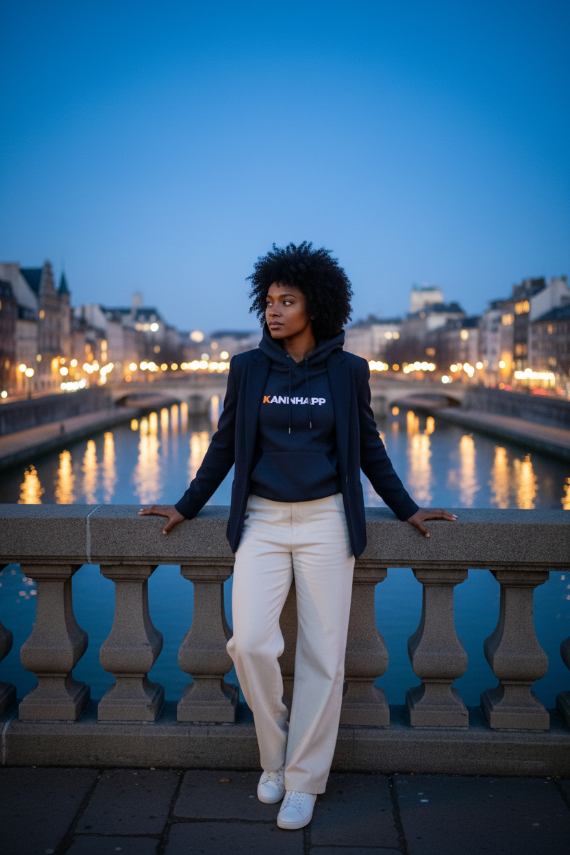 Hoodie KANNHAPP navy femme pont heure bleue
