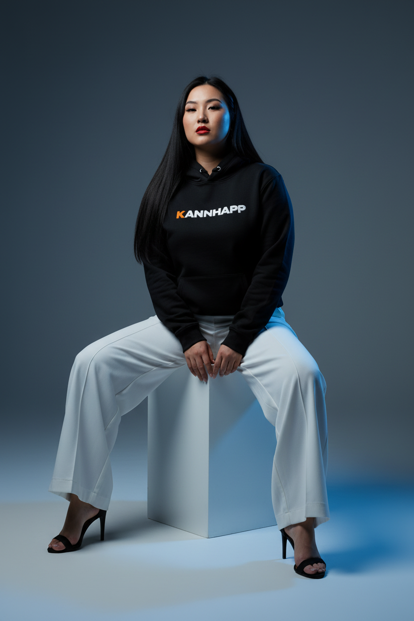 Hoodie KANNHAPP noir femme asiatique studio cube