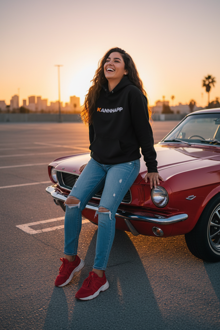 Hoodie KANNHAPP noir femme voiture vintage