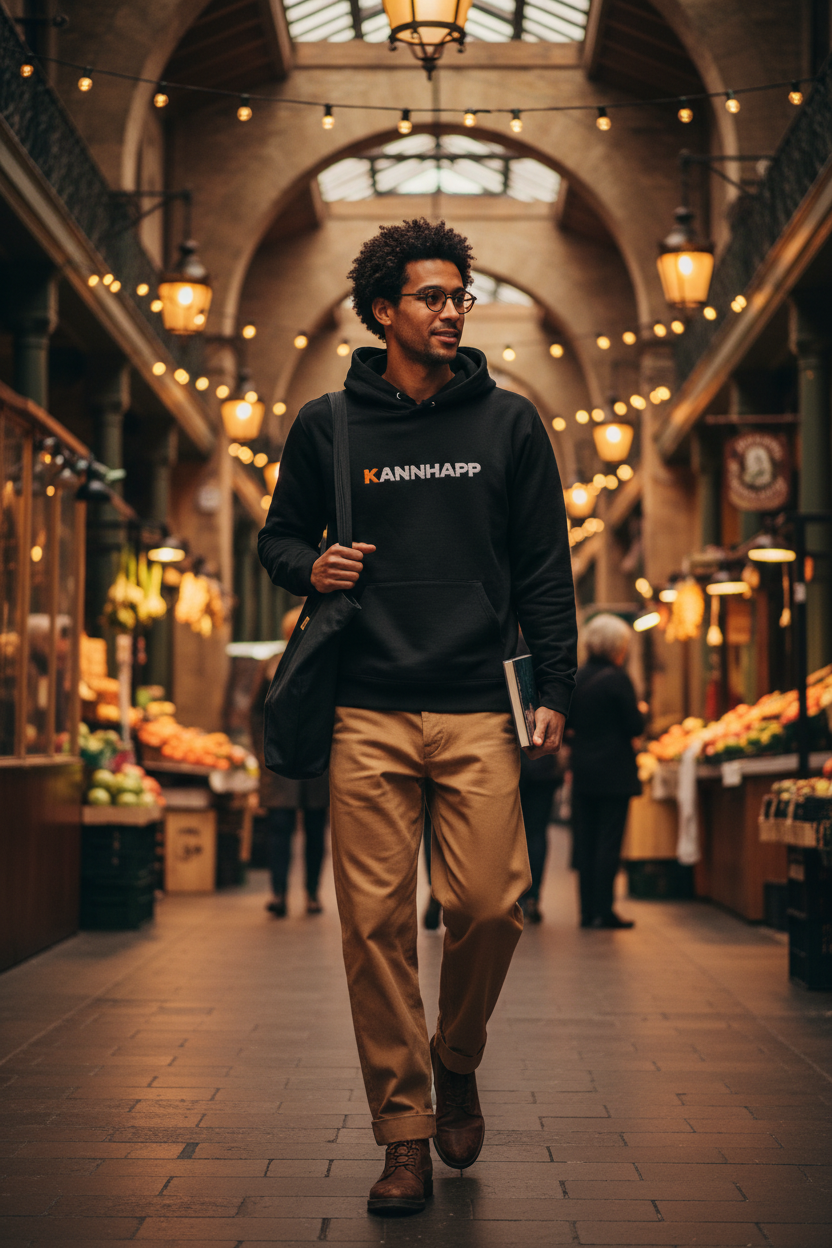 Hoodie KANNHAPP noir homme marché couvert