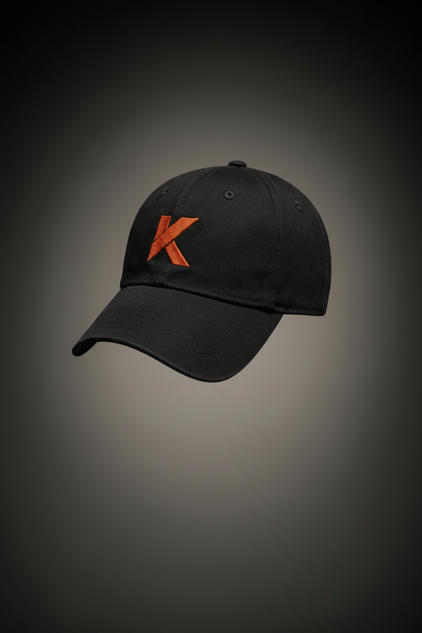 Casquette KANNHAPP noir logo K orange vue de côté