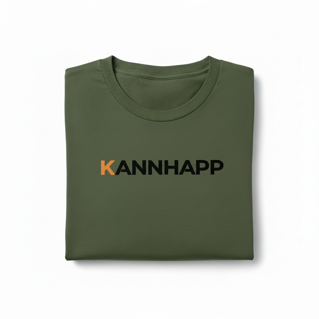 T-shirt 3001 KANNHAPP Military Green (K orange, lettres noires) - Plié